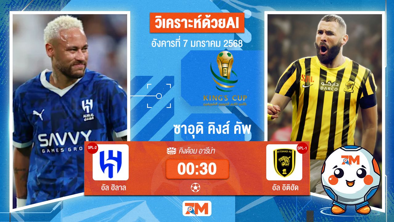 AI น้อง ball7m วิเคราะห์ฟุตบอล ซาอุดิ คิงส์ คัพ ระหว่าง อัล ฮิลาล พบ อัลอิติฮัด(ซาอุฯ)