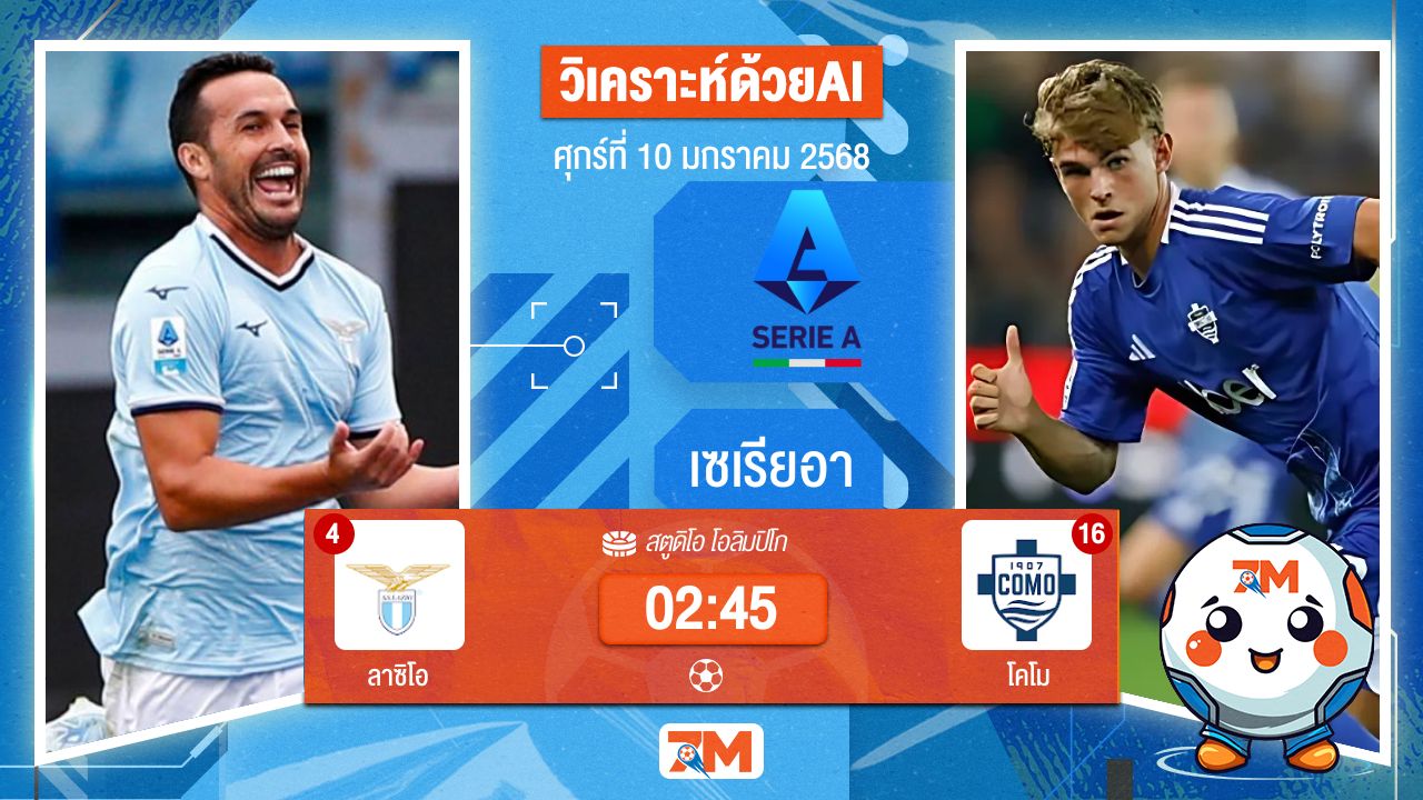 AI น้อง ball7m วิเคราะห์ฟุตบอลเซเรียอา ระหว่าง ลาซิโอ พบ โคโม