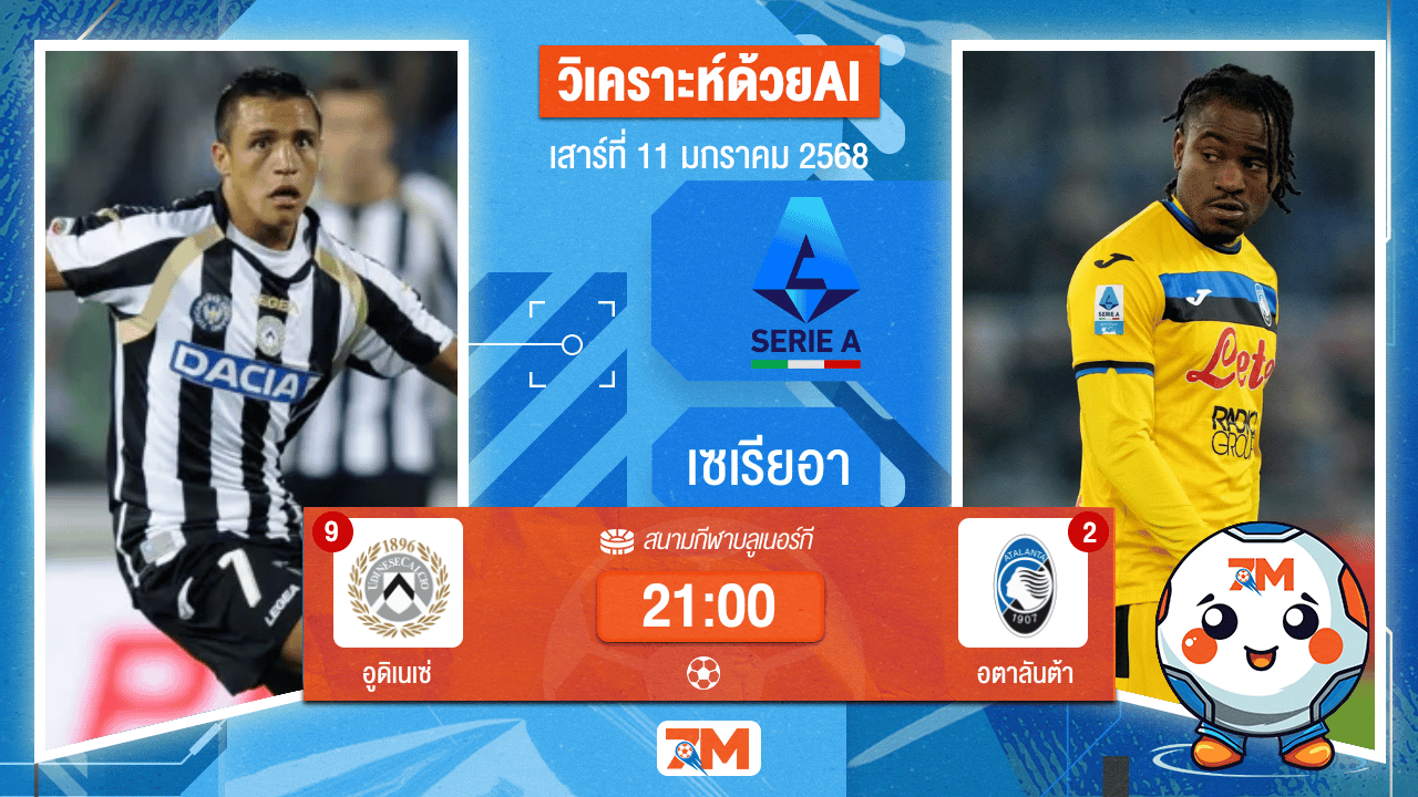 AI น้อง ball7m วิเคราะห์ฟุตบอลเซเรียอา ระหว่าง อูดิเนเซ่ พบ อตาลันต้า