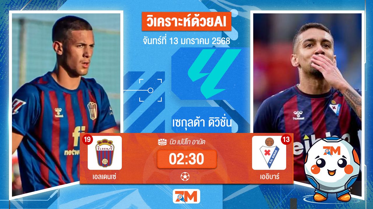 AI น้อง ball7m วิเคราะห์ฟุตบอลเซกุนด้า ดิวิชั่น ระหว่าง เอลเดนเซ่ พบ เออิบาร์