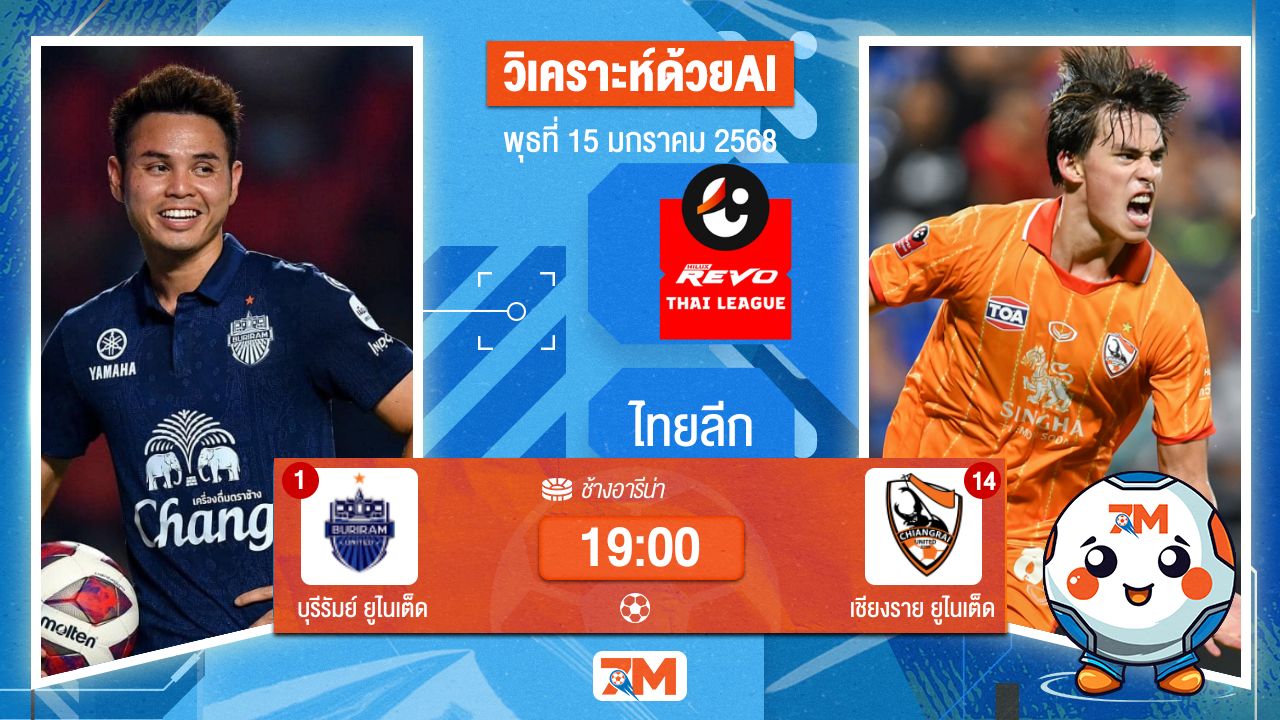 AI น้อง ball7m วิเคราะห์ฟุตบอลไทยลีก ระหว่าง บุรีรัมย์ ยูไนเต็ด พบ สิงห์เชียงรายยูไนเต็ด