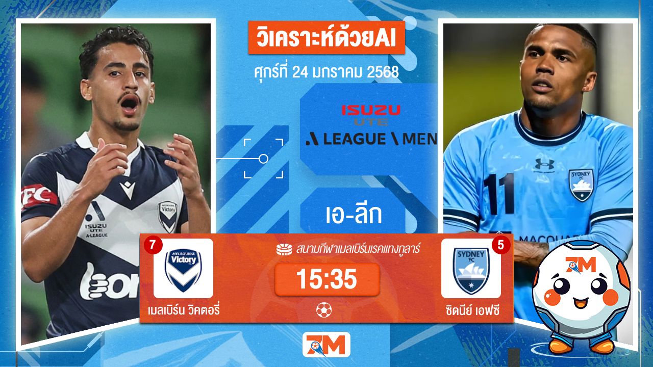 AI น้อง ball7m วิเคราะห์ฟุตบอลเอ-ลีก ระหว่าง เมลเบิร์น วิคตอรี่ พบ ซิดนีย์เอฟซี