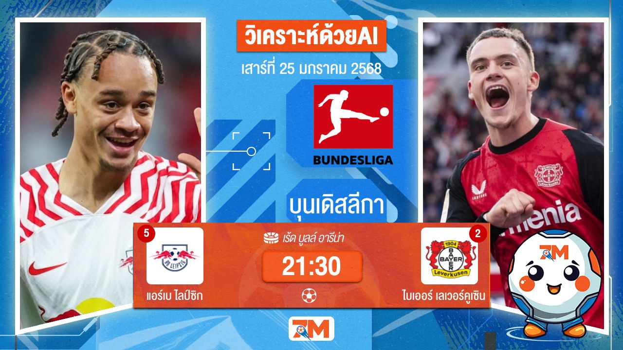 AI น้อง ball7m วิเคราะห์ฟุตบอลบุนเดิสลีกา ระหว่าง แอร์เบ ไลป์ซิก พบ ไบเออร์เลเวอร์คูเซิน