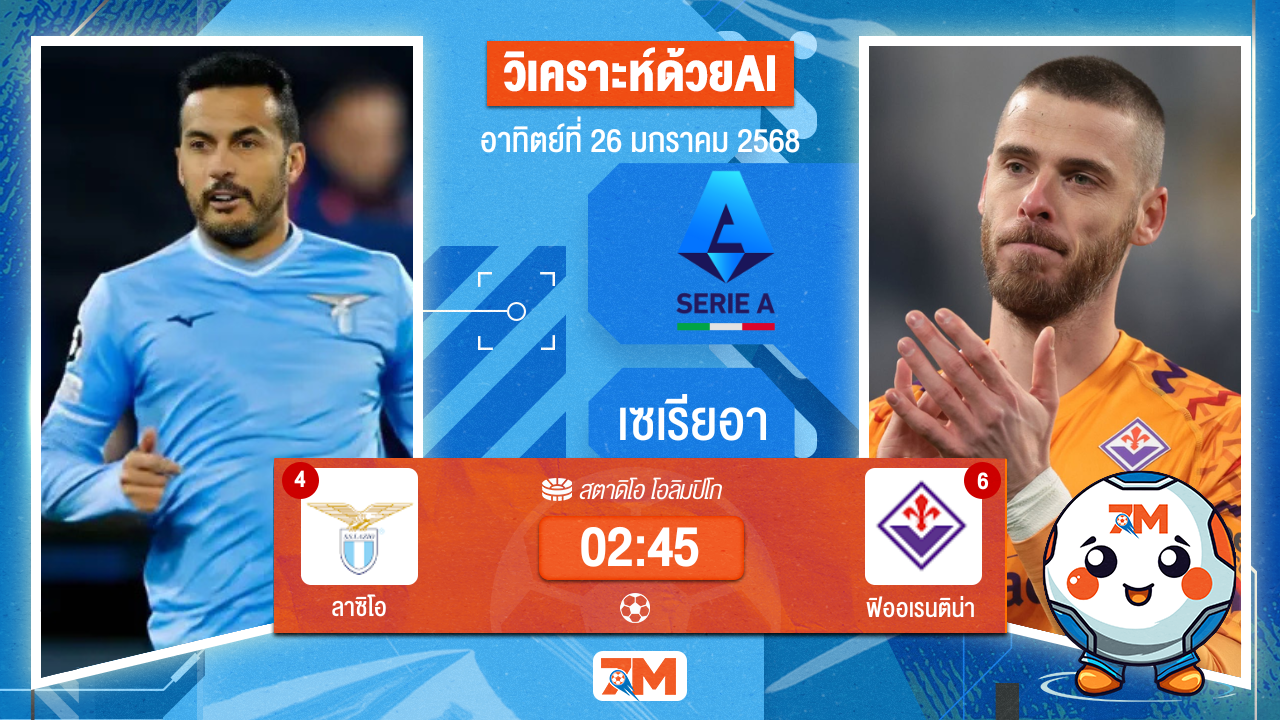 AI น้อง ball7m วิเคราะห์ฟุตบอลเซเรียอา ระหว่าง ลาซิโอ พบ ฟิออเรนติน่า