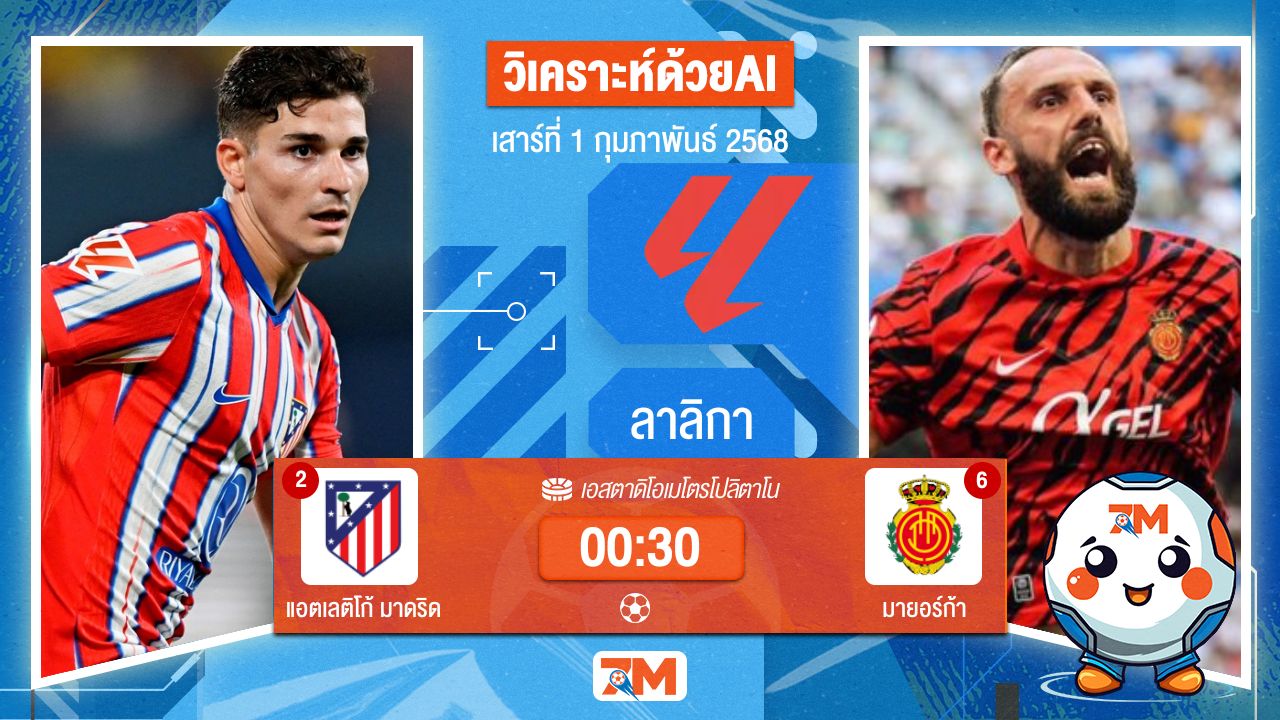 AI น้อง ball7m วิเคราะห์ฟุตบอลลาลิกา ระหว่าง แอตเลติโก้ มาดริด พบ มายอร์ก้า
