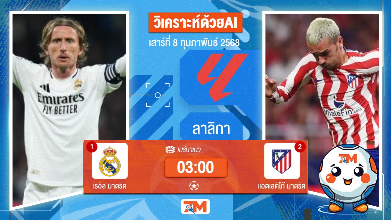 AI น้อง ball7m วิเคราะห์ฟุตบอลลาลิกา ระหว่าง เรอัล มาดริด พบ แอตเลติโก้มาดริด