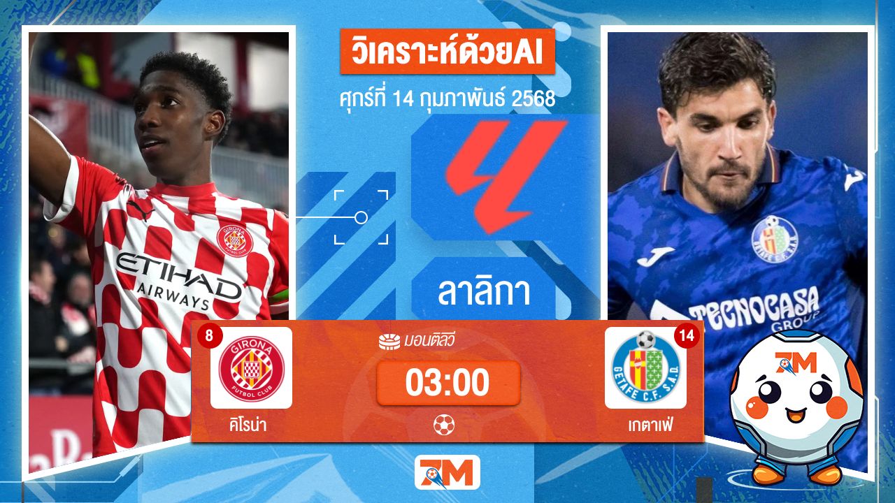 AI น้อง ball7m วิเคราะห์ฟุตบอลลาลิกา ระหว่าง คิโรน่า พบ เกตาเฟ่
