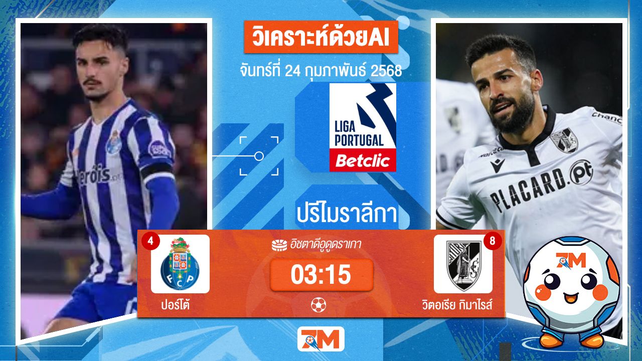 AI น้อง ball7m วิเคราะห์ฟุตบอลปรีไมราลีกา ระหว่าง ปอร์โต้ พบ วิตอเรียกิมาไรส์