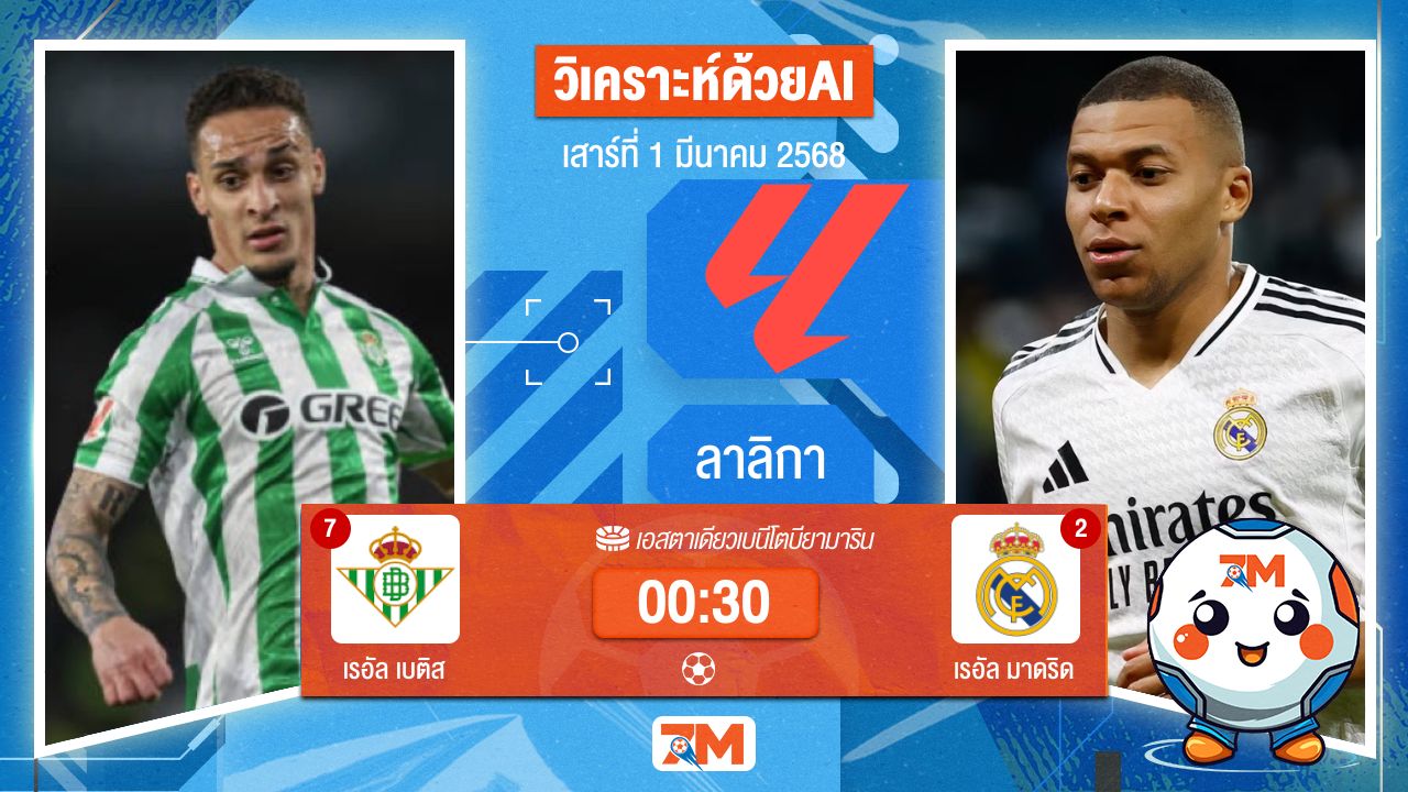 วิเคราะห์ฟุตบอลลาลิกา ระหว่าง เรอัล เบติส พบ เรอัลมาดริด