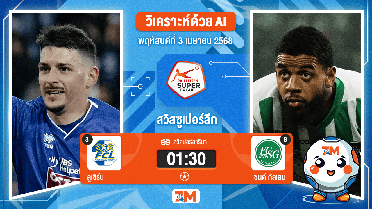 วิเคราะห์ฟุตบอล สวิสซูเปอร์ลีก ระหว่าง ลูเซิร์น พบ เซนต์ กัลเลน