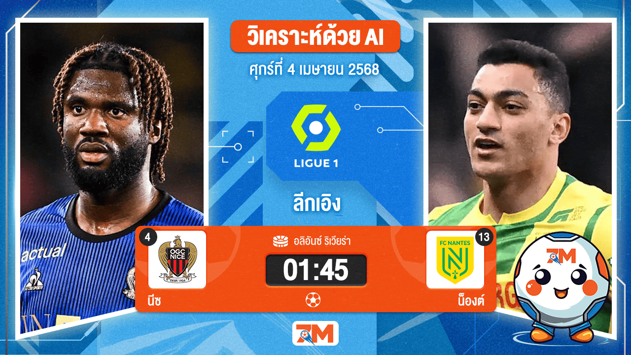 วิเคราะห์ฟุตบอล ลีกเอิง ฝรั่งเศส ระหว่าง นีซ พบ น็องต์