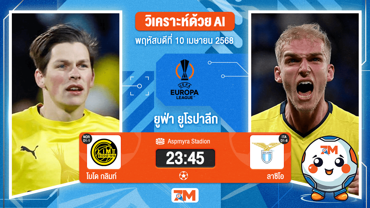 วิเคราะห์ฟุตบอล ยูฟ่ายูโรปาลีก ระหว่าง โบโด กลิมท์ พบ ลาซิโอ