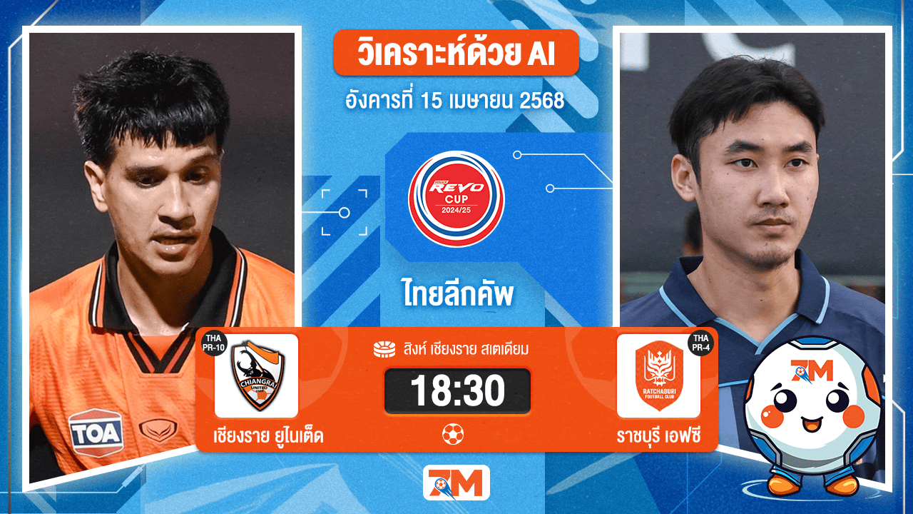 วิเคราะห์ฟุตบอล ไทยลีกคัพ ระหว่าง เชียงราย ยูไนเต็ด พบ ราชบุรี เอฟซี