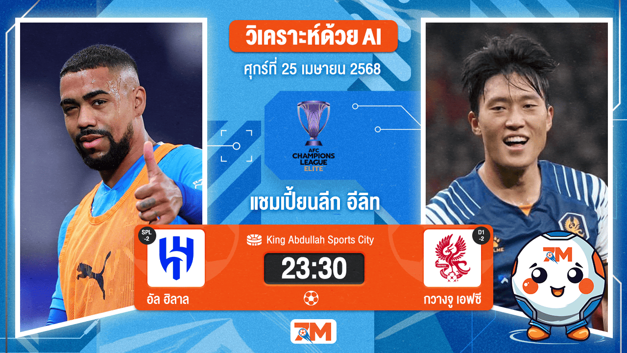 วิเคราะห์ฟุตบอล เอเอฟซี แชมเปี้ยนส์ลีก อีลิท ระหว่าง อัล ฮิลาล พบ กวางจู เอฟซี