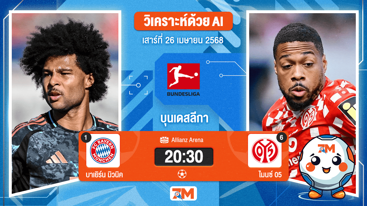 วิเคราะห์ฟุตบอล บุนเดสลีกา ระหว่าง บาเยิร์น มิวนิค พบ เอฟเอสเฟา ไมนซ์ 05