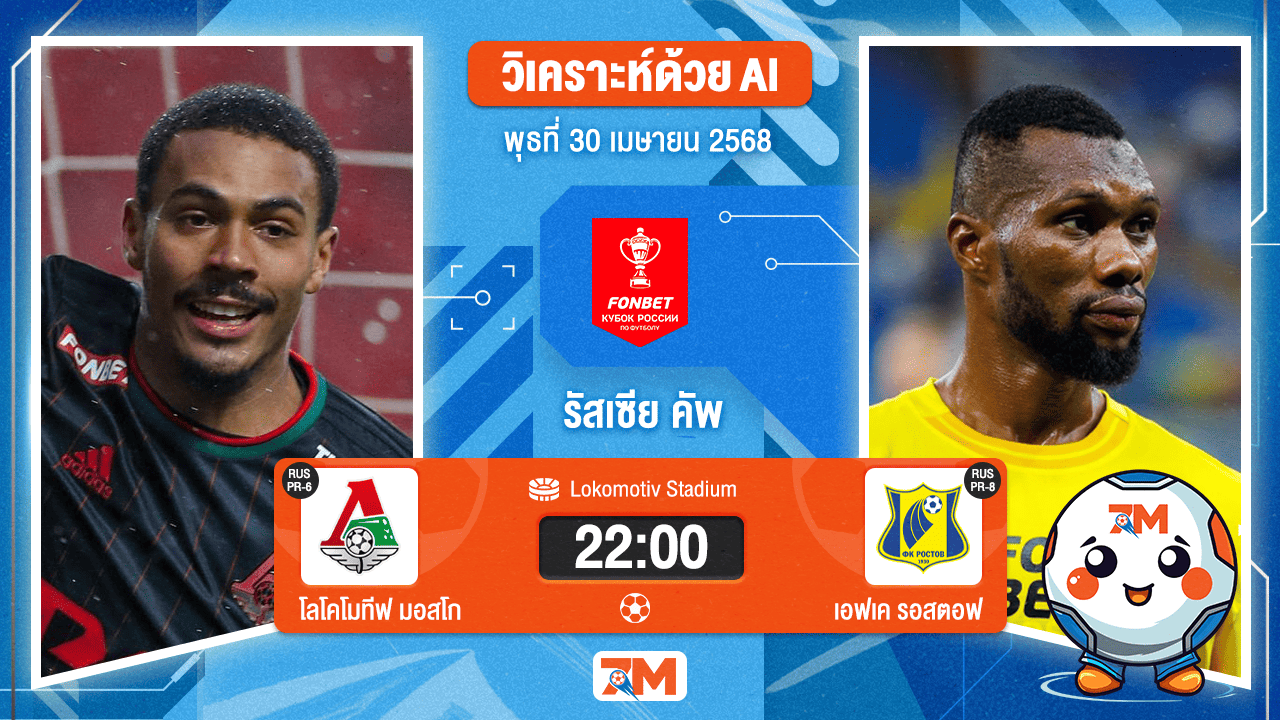 วิเคราะห์ฟุตบอล รัสเซีย คัพ ระหว่าง โลโคโมทีฟ มอสโก พบ เอฟเค รอสตอฟ