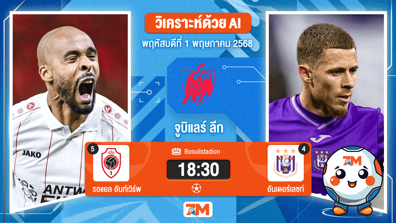 วิเคราะห์ฟุตบอล จูบิแลร์ ลีก เบลเยียม ระหว่าง รอแยล อันท์เวิร์พ พบ อันเดอร์เลชท์