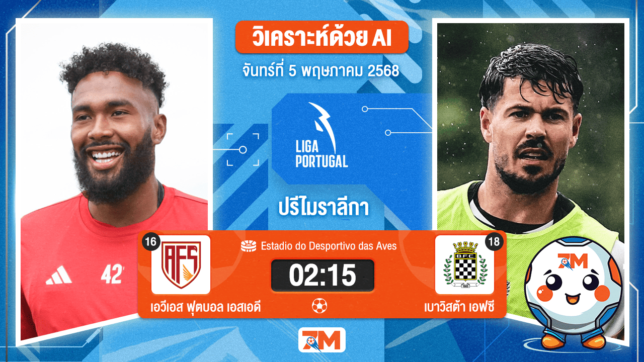 วิเคราะห์ฟุตบอล ปรีไมราลีกา ระหว่าง เอวีเอส ฟุตบอล เอสเอดี พบ เบาวิสต้า เอฟซี
