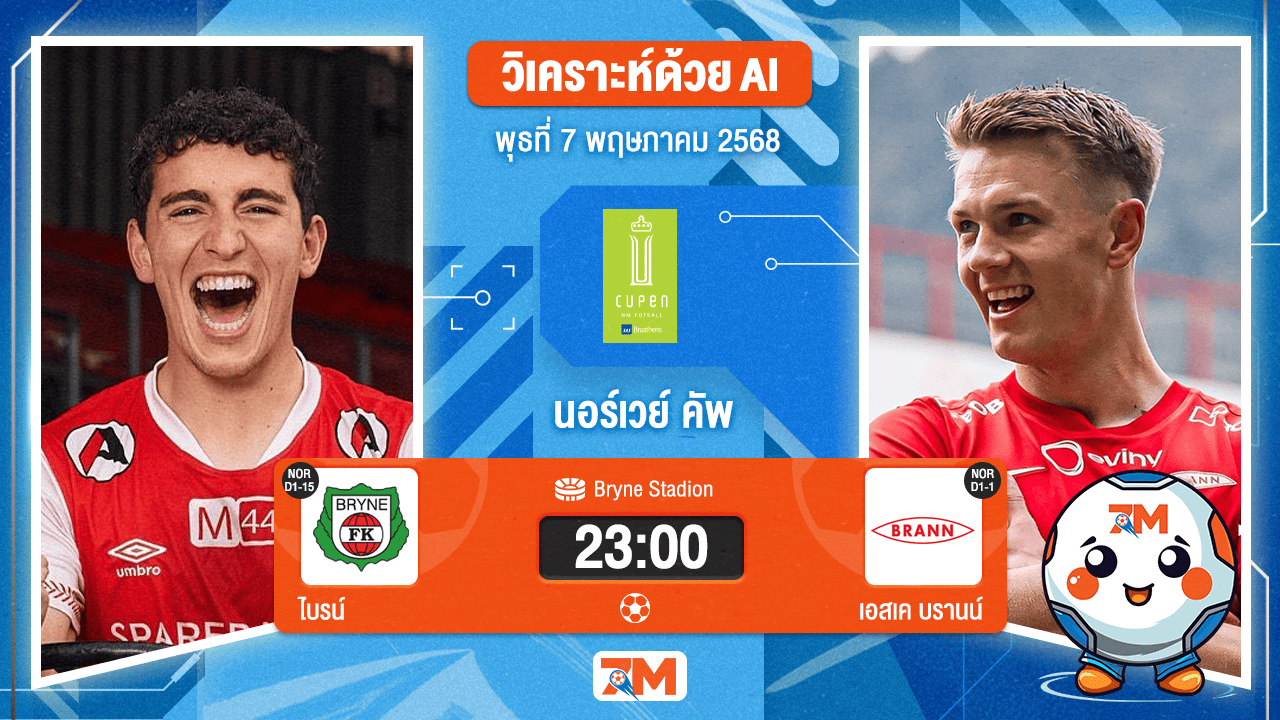 วิเคราะห์ฟุตบอล นอร์เวย์ คัพ ระหว่าง ไบรน์ พบ เอสเค บรานน์