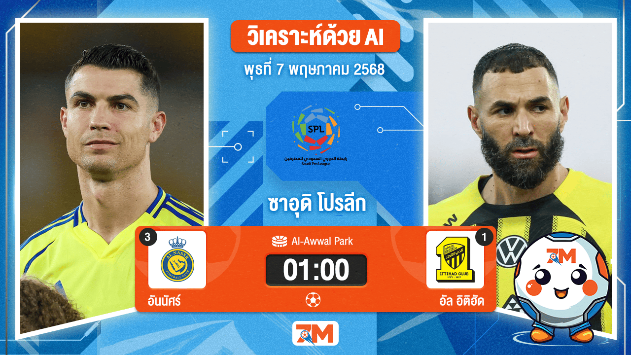 วิเคราะห์ฟุตบอล ซาอุดิ โปรเฟสชั่นแนล ลีก ระหว่าง อันนัศร์ พบ อัล อิติฮัด(ซาอุฯ)