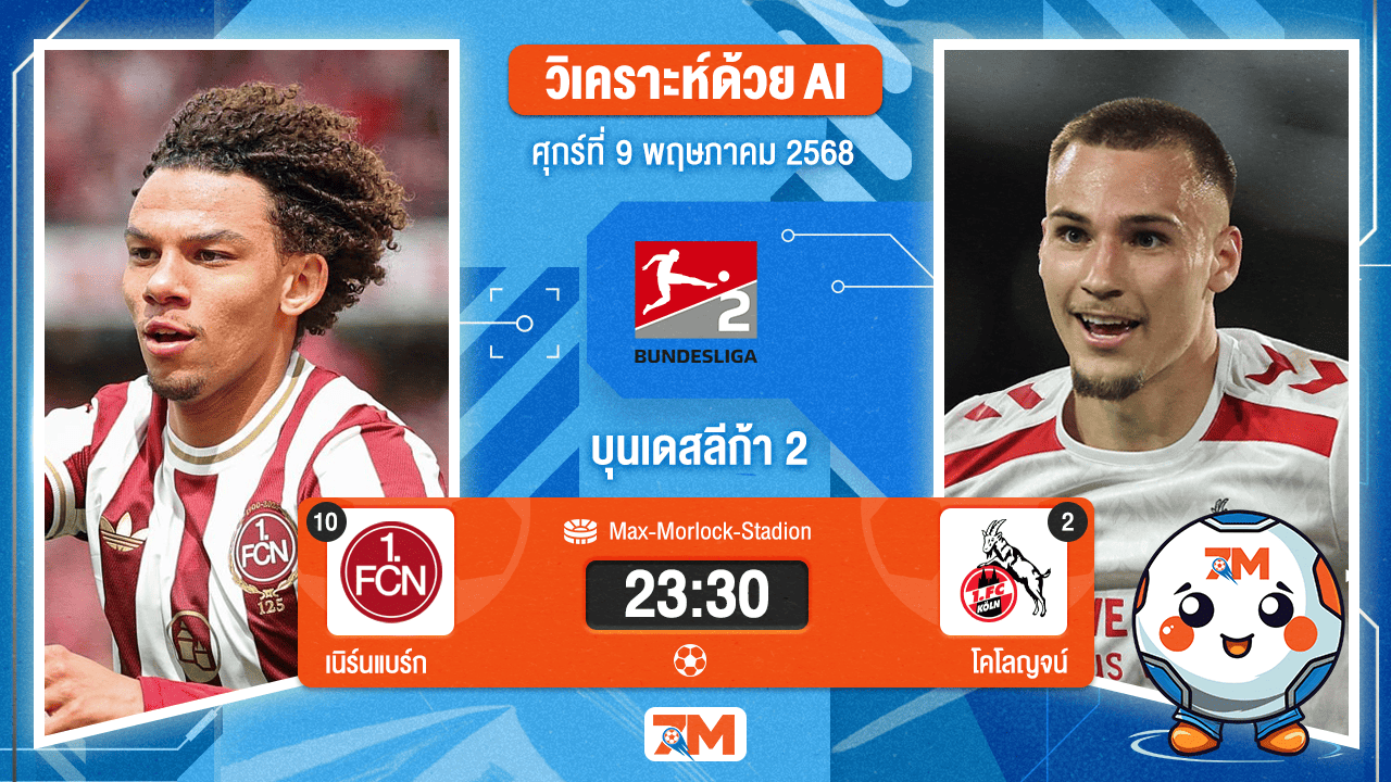 วิเคราะห์ฟุตบอล บุนเดสลีก้า 2 เยอรมัน ระหว่าง เนิร์นแบร์ก พบ โคโลญจน์