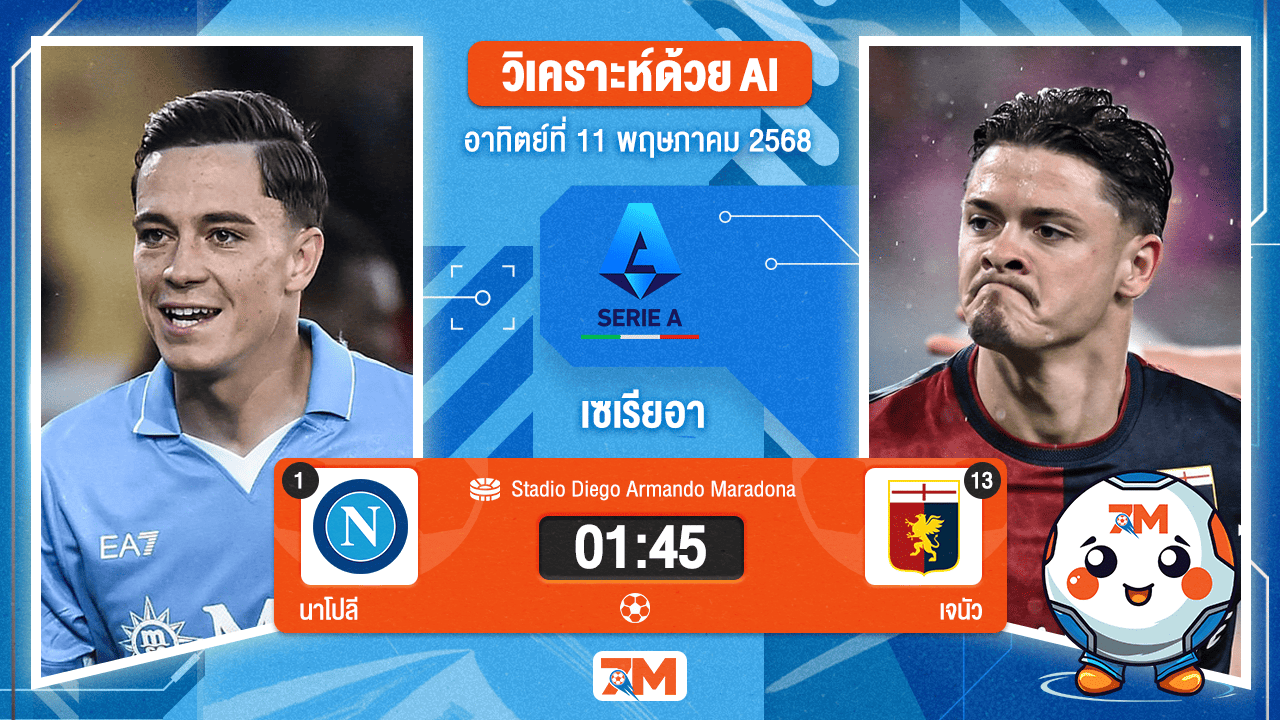 วิเคราะห์ฟุตบอล เซเรียอา ระหว่าง นาโปลี พบ เจนัว