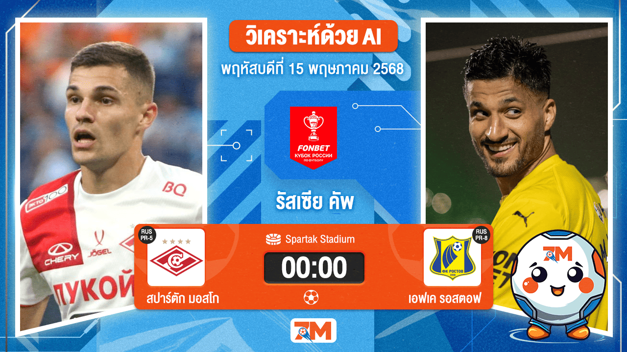 วิเคราะห์ฟุตบอล รัสเซีย คัพ ระหว่าง สปาร์ตัก มอสโก พบ เอฟเค รอสตอฟ