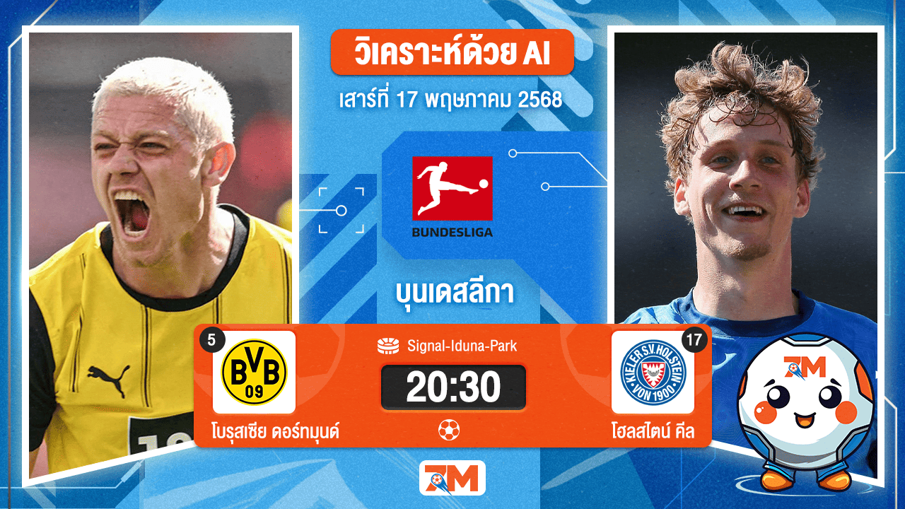วิเคราะห์ฟุตบอล บุนเดสลีกา ระหว่าง โบรุสเซีย ดอร์ทมุนด์ พบ โฮลสไตน์ คีล