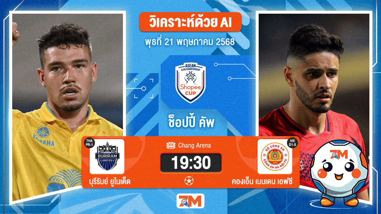 วิเคราะห์ฟุตบอล ชิงแชมป์สโมสร อาเซียน ระหว่าง บุรีรัมย์ ยูไนเต็ด พบ กง อัน ฮานอย