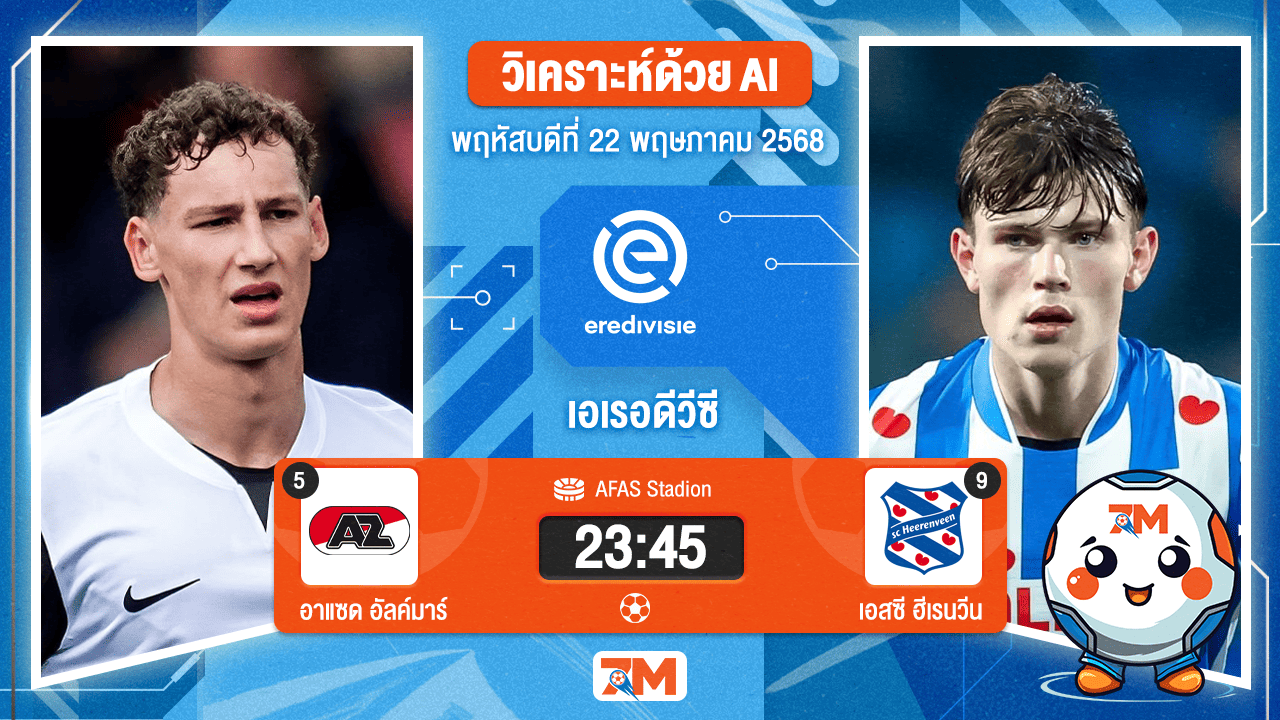 วิเคราะห์ฟุตบอล เอเรอดีวีซี ระหว่าง อาแซด อัลค์มาร์ พบ เอสซี ฮีเรนวีน