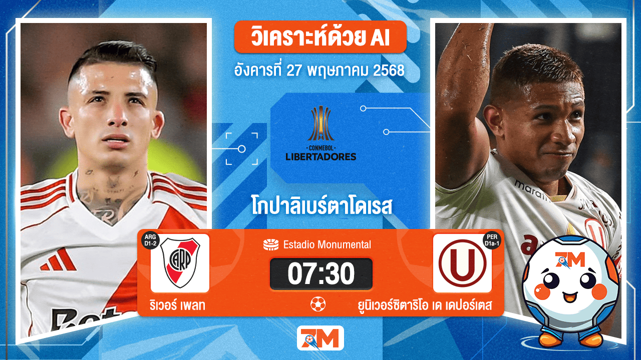 วิเคราะห์ฟุตบอล โกปาลิเบร์ตาโดเรส ระหว่าง ริเวอร์เพลท พบ ยูนิเวอร์ซิตาริโอ เด เดปอร์เตส