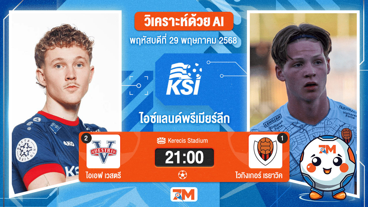 วิเคราะห์ฟุตบอล พรีเมียร์ลีก ไอซ์แลนด์ ระหว่าง ไอเอฟ เวสตรี พบ ไวกิงเกอร์ เรยาวิค