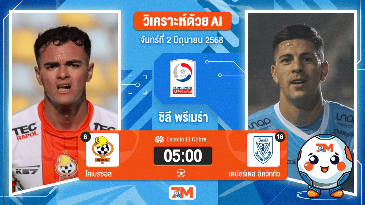 วิเคราะห์ฟุตบอล ชิลี พรีเมร่า ดิวิชั่น ระหว่าง โคเบรซอล พบ เดปอร์เตส อิควิกกัว