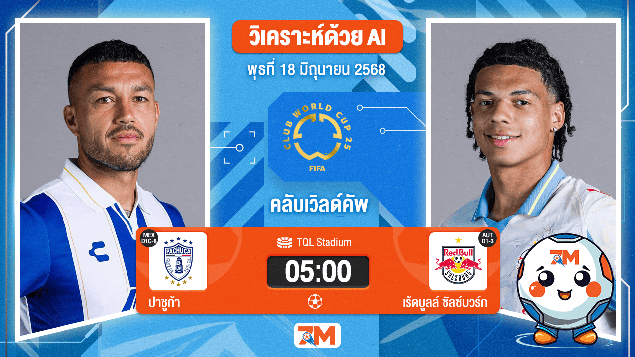 วิเคราะห์ฟุตบอล ฟีฟ่าคลับเวิลด์คัพ ระหว่าง ปาชูก้า พบ เร้ดบูลล์ ซัลซ์บวร์ก