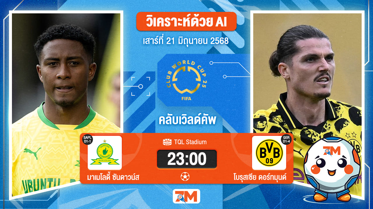 วิเคราะห์ฟุตบอล ฟีฟ่าคลับเวิลด์คัพ ระหว่าง มาเมโลดี้ ซันดาวน์ส พบ โบรุสเซีย ดอร์ทมุนด์
