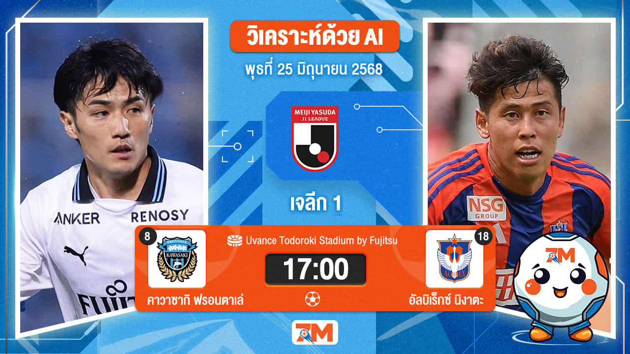 วิเคราะห์ฟุตบอล เจลีก ดิวิชัน 1 ระหว่าง คาวาซากิ ฟรอนตาเล่ พบ อัลบิเร็กซ์ นิงาตะ
