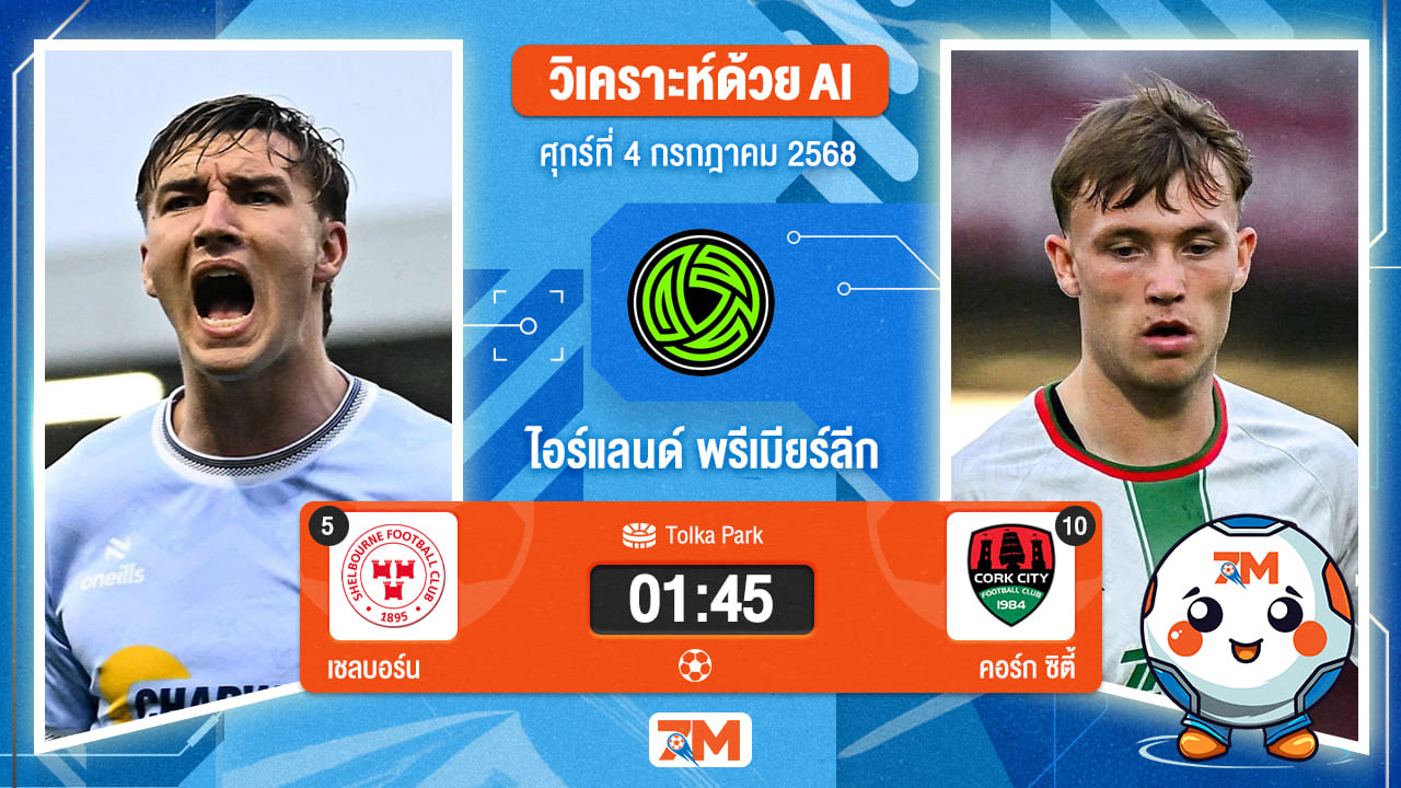 วิเคราะห์ฟุตบอล ไอร์แลนด์ พรีเมียร์ ลิก ระหว่าง เชลบอร์น พบ คอร์ก ซิตี้
