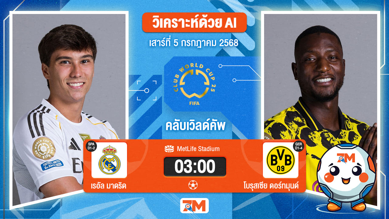 วิเคราะห์ฟุตบอล ฟีฟ่าคลับเวิลด์คัพ ระหว่าง เรอัล มาดริด พบ โบรุสเซีย ดอร์ทมุนด์