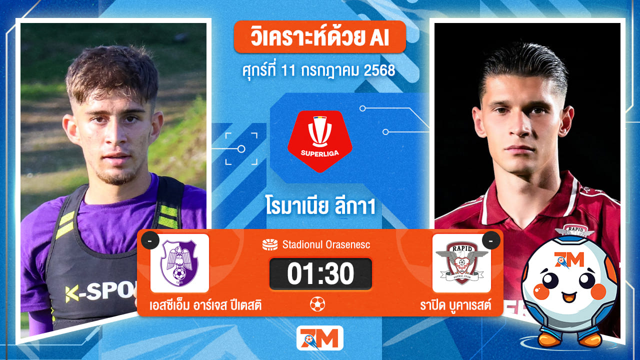 วิเคราะห์ฟุตบอล โรมาเนีย ลีกา1 ระหว่าง เอสซีเอ็ม อาร์เจส ปีเตสติ พบ ราปิด บูคาเรสต์