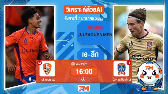 AI น้อง ball7m  วิเคราะห์ฟุตบอลเอ-ลีก ระหว่าง บริสแบน โรว์ พบ นิวคาสเซิลเจ็ทส์