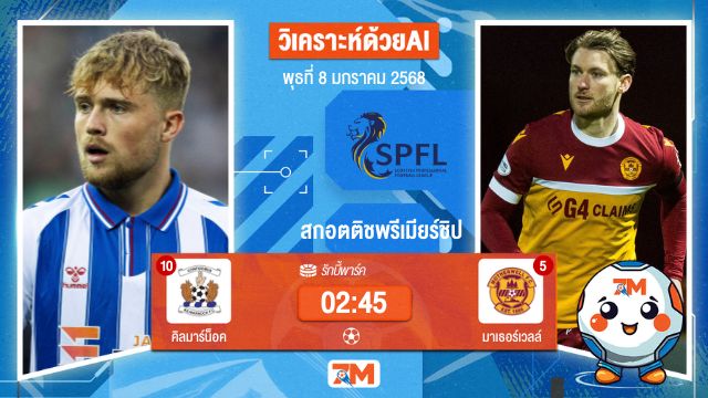 AI น้อง ball7m    วิเคราะห์ฟุตบอลสกอตติชพรีเมียร์ชิป ระหว่าง คิลมาร์น็อค พบ มาเธอร์เวลล์