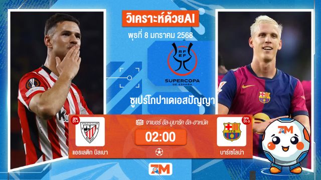 AI น้อง ball7m  วิเคราะห์ฟุตบอลซูเปร์โกปาเดเอสปัญญา ระหว่าง แอธเลติก บิลเบา พบ บาร์เซโลน่า