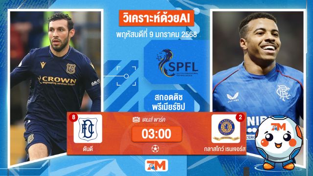 AI น้อง ball7m    วิเคราะห์ฟุตบอลสกอตติชพรีเมียร์ชิป ระหว่าง ดันดี พบ กลาสโกว์เรนเจอร์ส