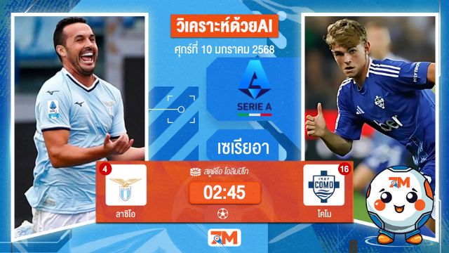 AI น้อง ball7m วิเคราะห์ฟุตบอลเซเรียอา ระหว่าง ลาซิโอ พบ โคโม