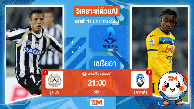 AI น้อง ball7m  วิเคราะห์ฟุตบอลเซเรียอา ระหว่าง อูดิเนเซ่ พบ อตาลันต้า
