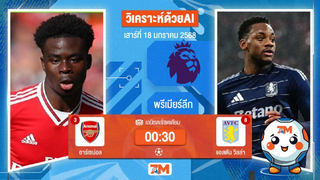 AI น้อง ball7m วิเคราะห์ฟุตบอลพรีเมียร์ลีก ระหว่าง อาร์เซน่อล พบ แอสตันวิลล่า