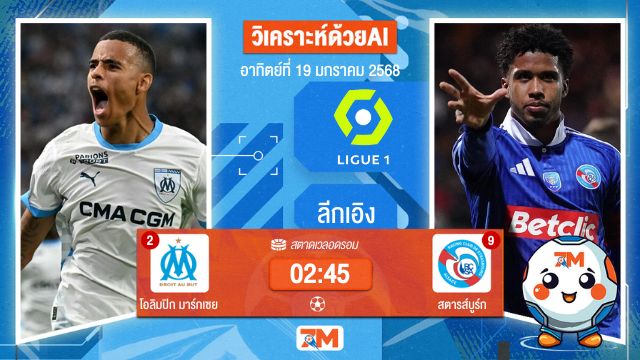 AI น้อง ball7m วิเคราะห์ฟุตบอลลีกเอิง ฝรั่งเศส ระหว่าง โอลิมปิก มาร์กเซย พบ สตารส์บูร์ก
