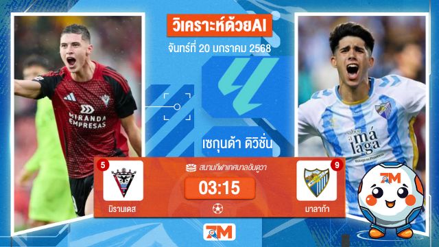 AI น้อง ball7m  วิเคราะห์ฟุตบอลเซกุนด้า ดิวิชั่น ระหว่าง มิรานเดส พบ มาลาก้า
