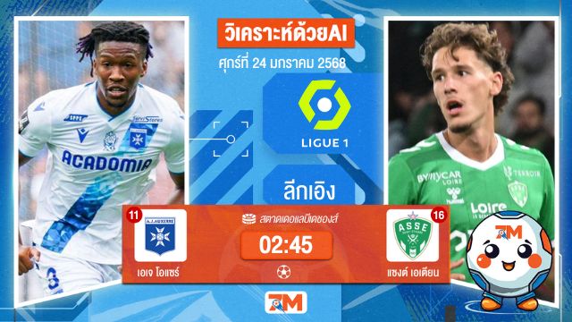 AI น้อง ball7m วิเคราะห์ฟุตบอลลีกเอิง ฝรั่งเศส ระหว่าง เอเจ โอแซร์ พบ แซงต์เอเตียน