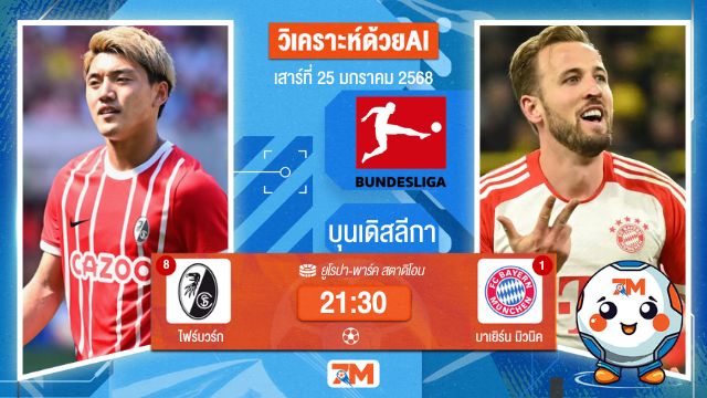 AI น้อง ball7m วิเคราะห์ฟุตบอลบุนเดิสลีกา ระหว่าง ไฟร์บวร์ก พบ บาเยิร์นมิวนิค